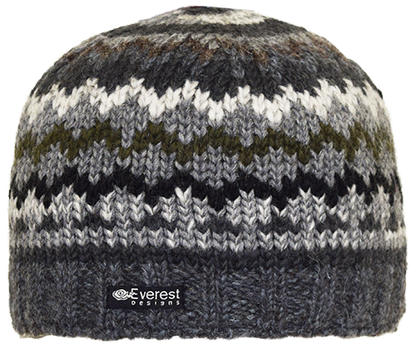 Alpenglow Beanie - A mid-weight wool beanie in green and grey