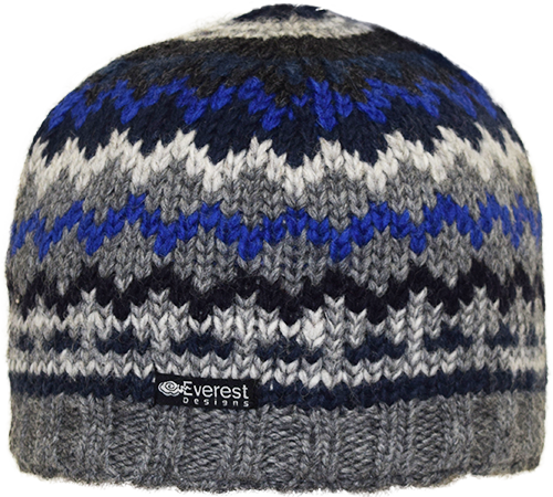 Alpenglow Beanie - A mid-weight wool beanie in light grey and blue