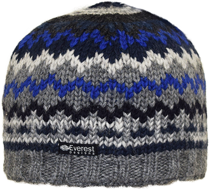 Alpenglow Beanie - A mid-weight wool beanie in light grey and blue